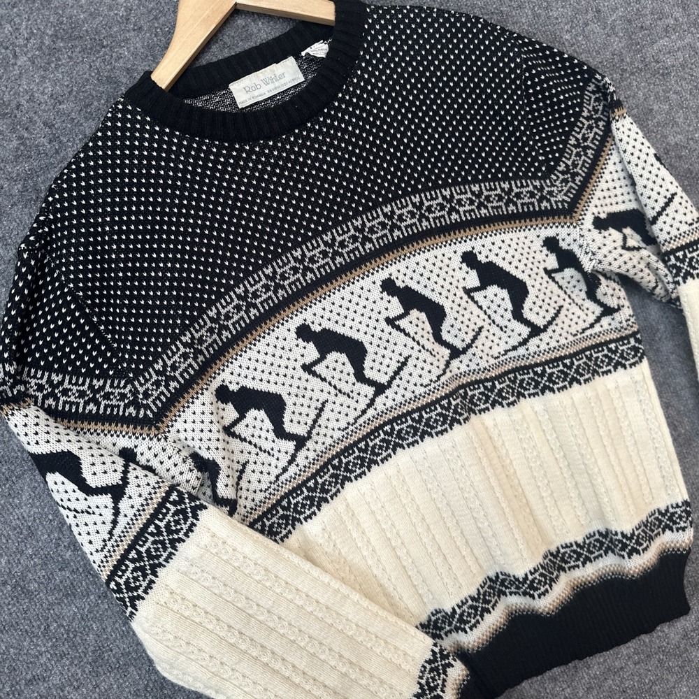 Vintage Rob Winter 80-90's Christmas Ski Sweater Men's Sz L Fair Isle